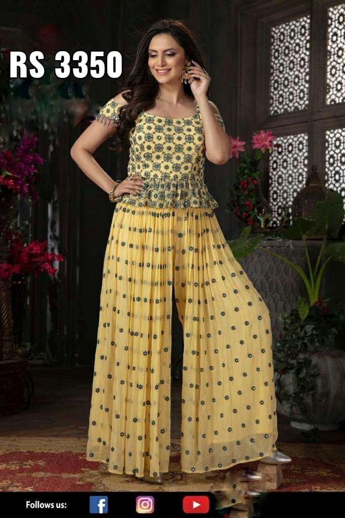 Crop Top With Gharara In Printed Fabric