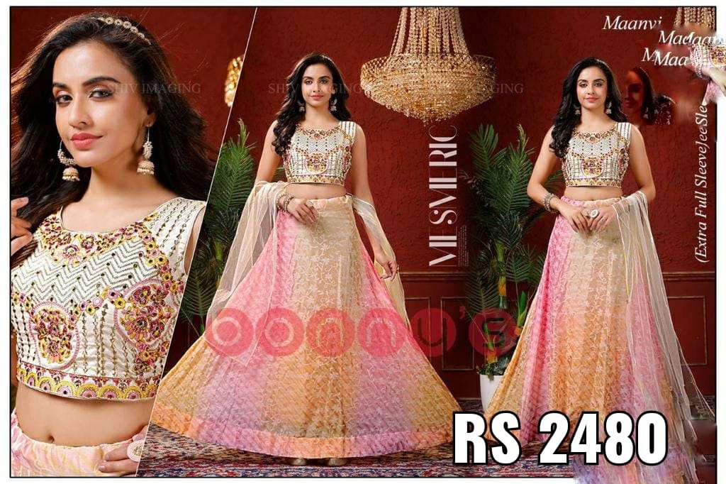 Heavy Embroidery Blouse With Georgette Lehenga With Net Dupatta  