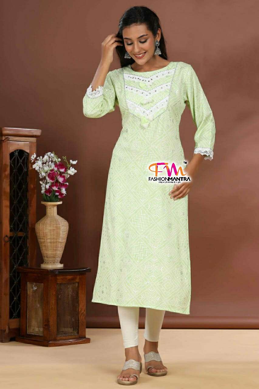 Women Light Weight Comfortable And Breathable Beautiful Full Sleeves Green  Kurti For Casual Wear Decoration Material: Paint at Best Price in Pune | D  Pereira