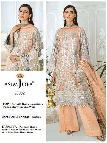 AsimJofa Heavy Embroidery Semi Stitched Pakistani Suits 