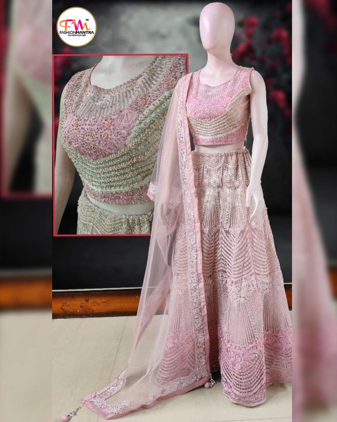 Harsha Pink Embroidered Lehenga | Organza lehenga, Lehenga, Aza fashion