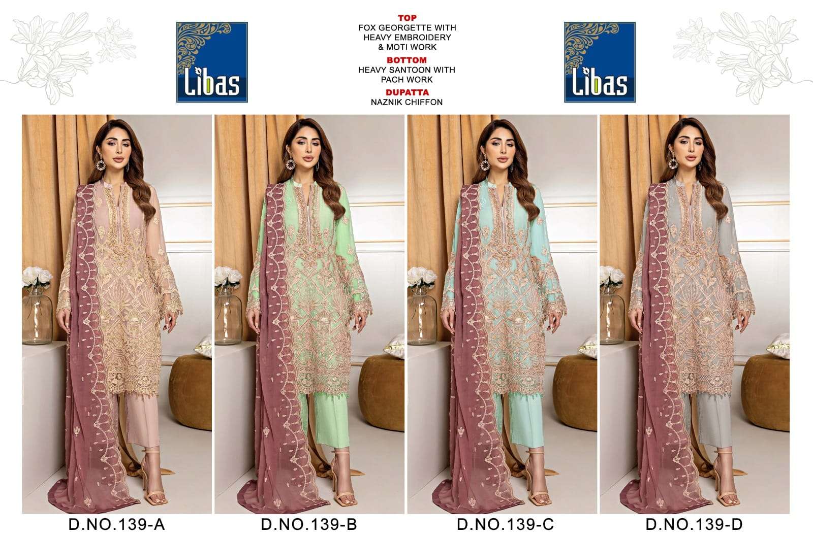 Libas Ready To Wear Faux Georgette Embroidered Dresses