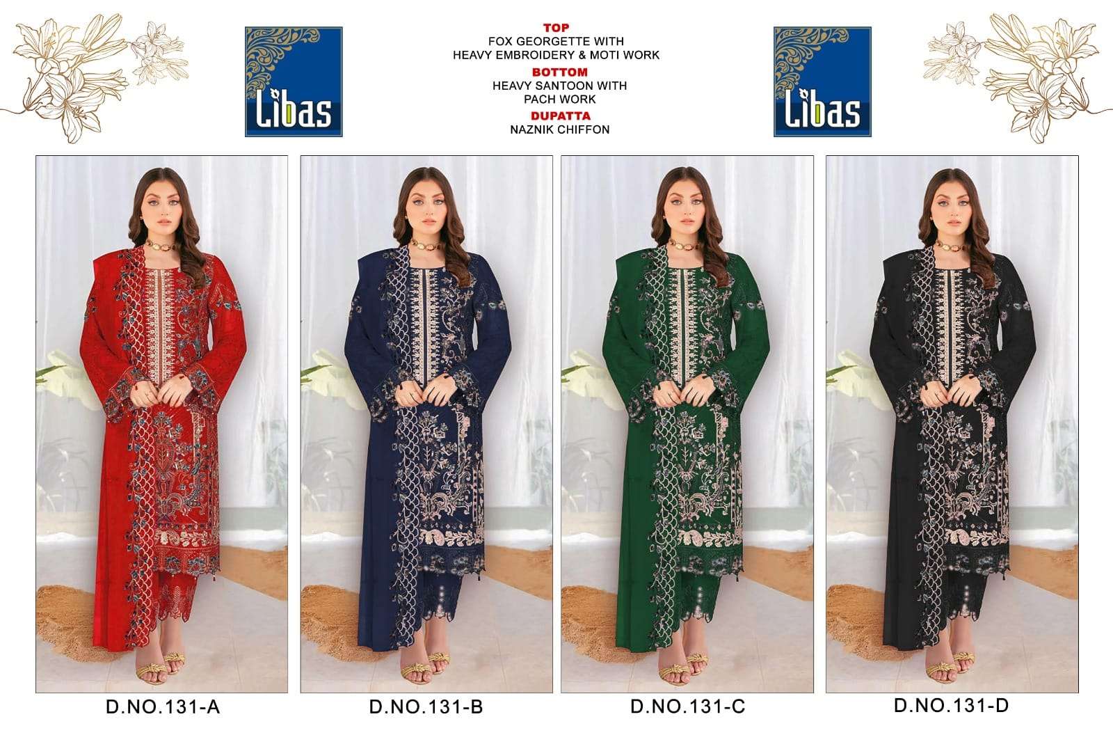 Libas  Ready To Wear Faux Georgette Embroidered Dresses