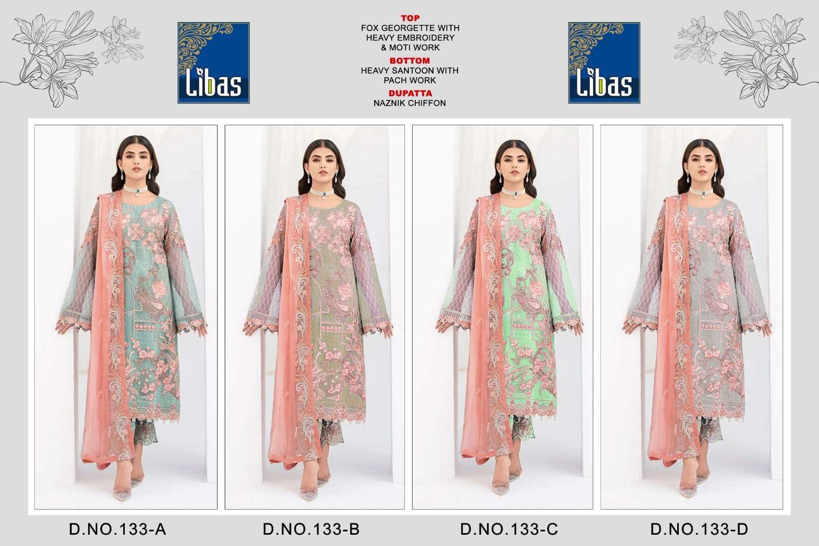Libas Stylish Pakistani Suits Fancy Colorful Casual Wear & Ethnic Wear & Ready To Wear Faux Georgette Embroidered Dresses