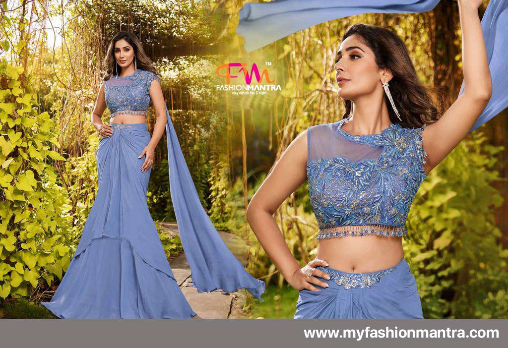 Buy STLISH EMBROIDED FULLY STITCH RAYON CROP TOP LEHENGA FOR WOMEN FOR  WEDDING AND PART (Small, NEVI BLUE) at Amazon.in