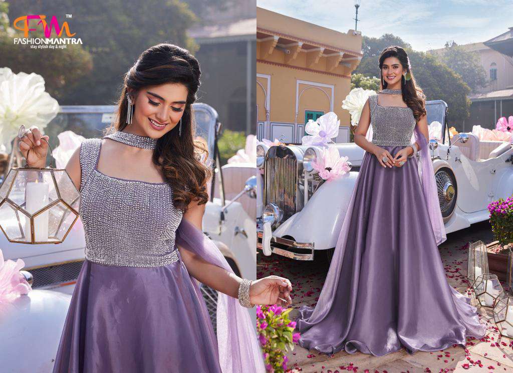 Violet Jimichu Fabric Gown By Fashion Mantra