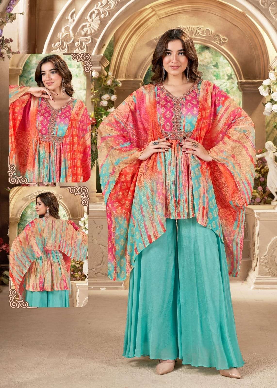 Kaftan With Plazzo Multicoloured